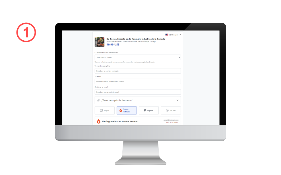 Haz clic en "Quiero/comprar el programa” y serás enviado a una página de pago seguro.